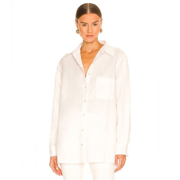 WeWoreWhat Tops - WeWoreWhat Dad Shirt Linen in Off White Size L